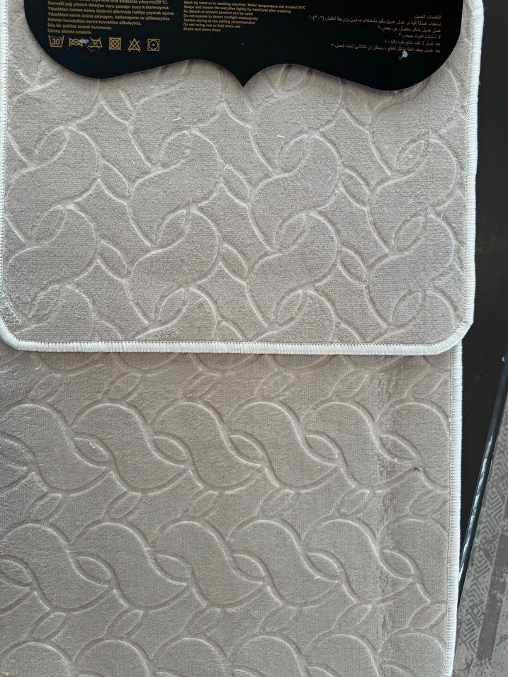Elvira Beyaz Gri Desenli Banyo Paspası - Görsel 3