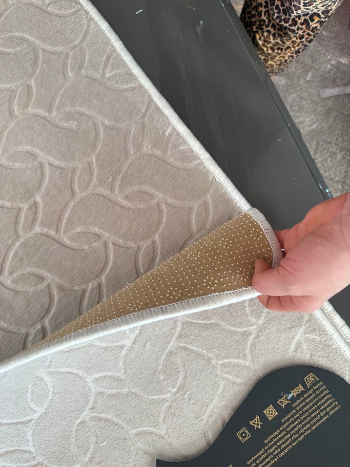 Elvira Beyaz Gri Desenli Banyo Paspası - Görsel 4