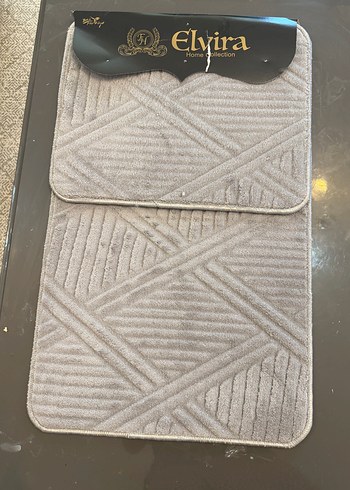 Gri Nakışlı Banyo Paspası Seti Elvira - Görsel 2