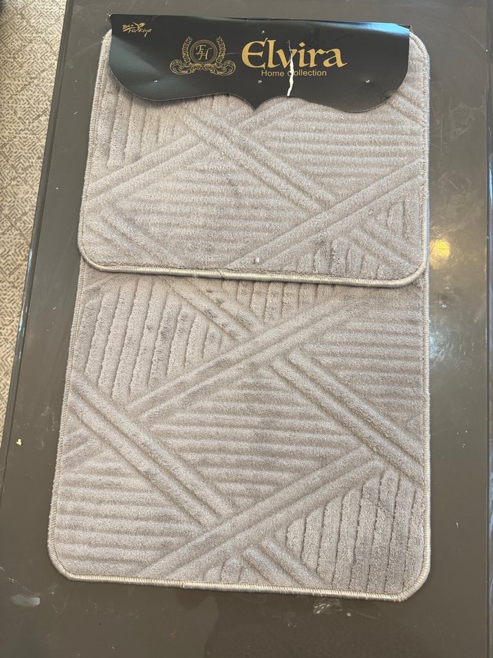 Gri Nakışlı Banyo Paspası Seti Elvira - Görsel 2