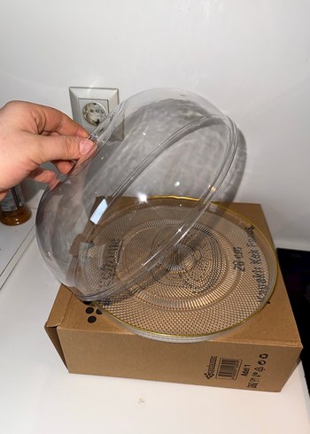 Bej Kapaklı Şeffaf Servis Tabağı - Görsel 2