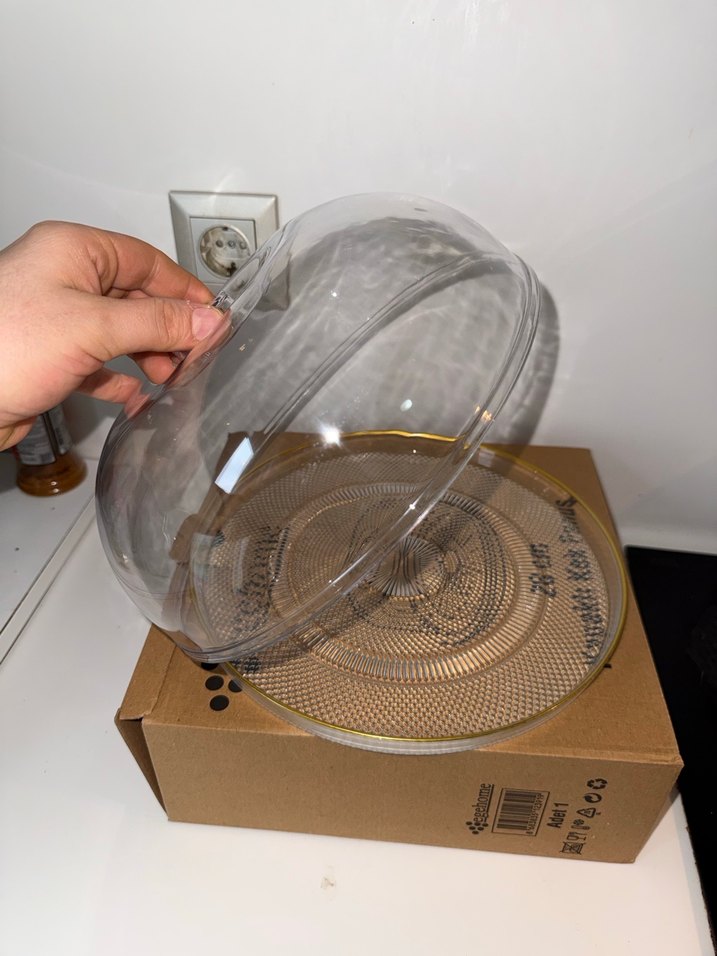 Bej Kapaklı Şeffaf Servis Tabağı - Görsel 2