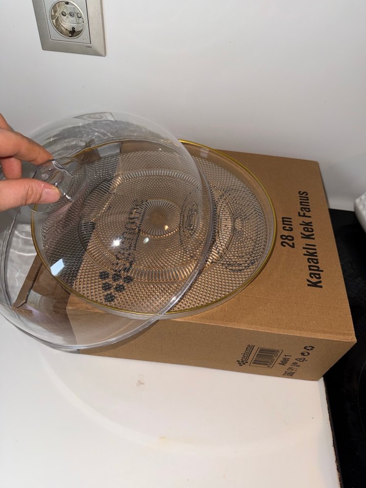 Bej Kapaklı Şeffaf Servis Tabağı - Görsel 4