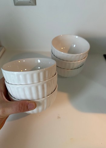 Beyaz Seramik 6'lı Kase Seti - Görsel 3