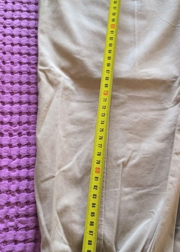 Bej Kemerli Rahat Kesim Kadın kanvas pantolon - Görsel 2