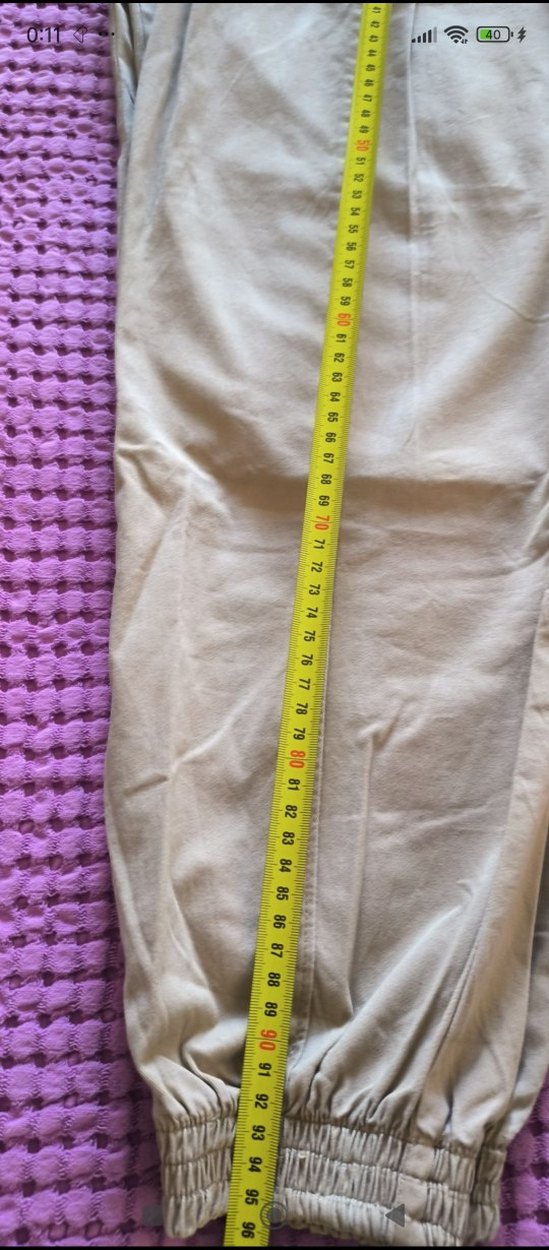 Bej Kemerli Rahat Kesim Kadın kanvas pantolon - Görsel 2