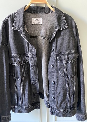 Siyah Pull&Bear Oversize Denim Ceket - Görsel 4