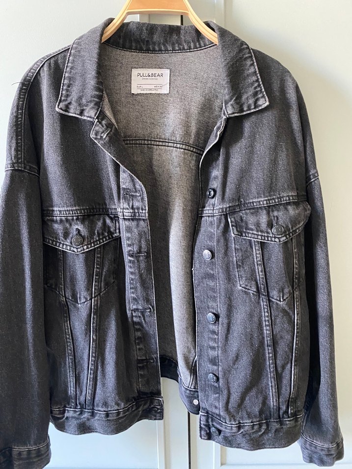Siyah Pull&Bear Oversize Denim Ceket - Görsel 4