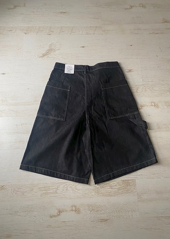 Siyah Loose Fit Denim Şort - Görsel 5