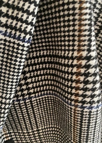 Düğmeli Gri Kareli Midi Kadın Kaban - Görsel 5