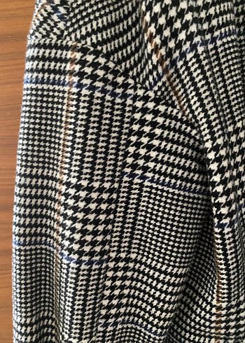 Düğmeli Gri Kareli Midi Kadın Kaban - Görsel 6