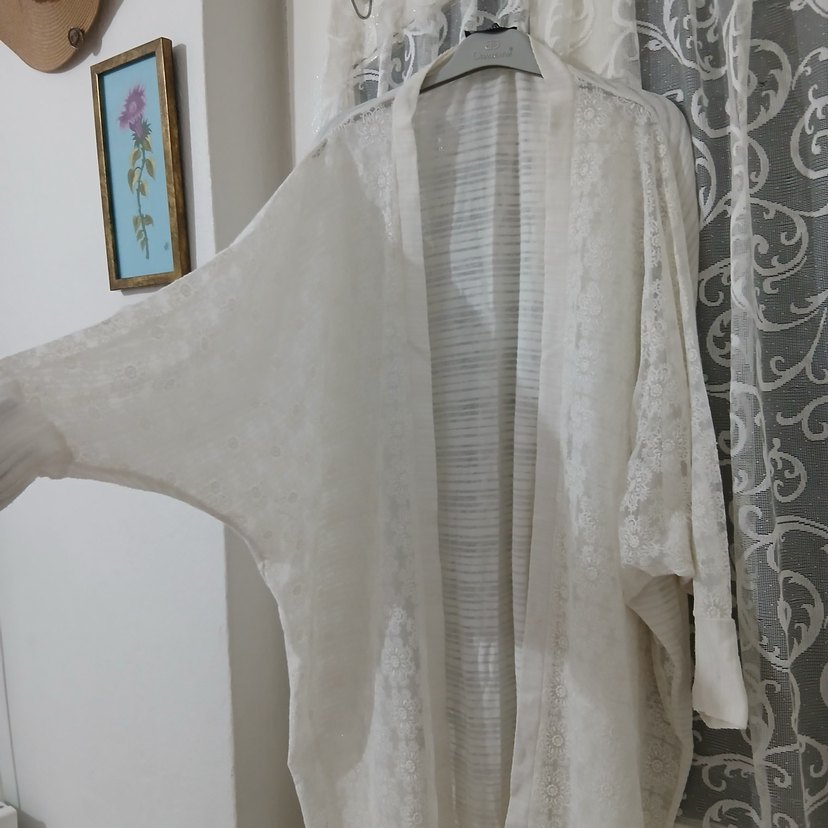 Dantel İşlemeli Uzun Bohem Kadın Kimono - Görsel 3