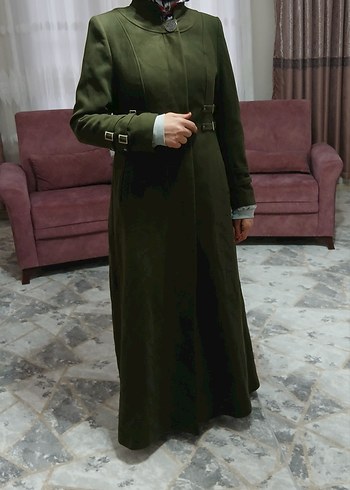 Kemerli Uzun Haki Kadın Süet Kaban - Görsel 2