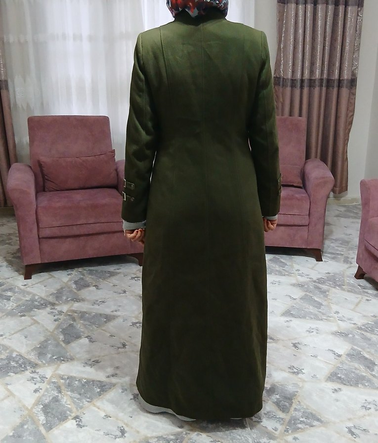 Kemerli Uzun Haki Kadın Süet Kaban - Görsel 5