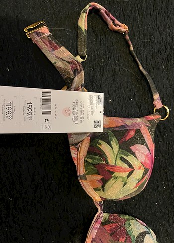 Çiçek Desenli Kopçalı Strappy Bikini Üstü - Görsel 2