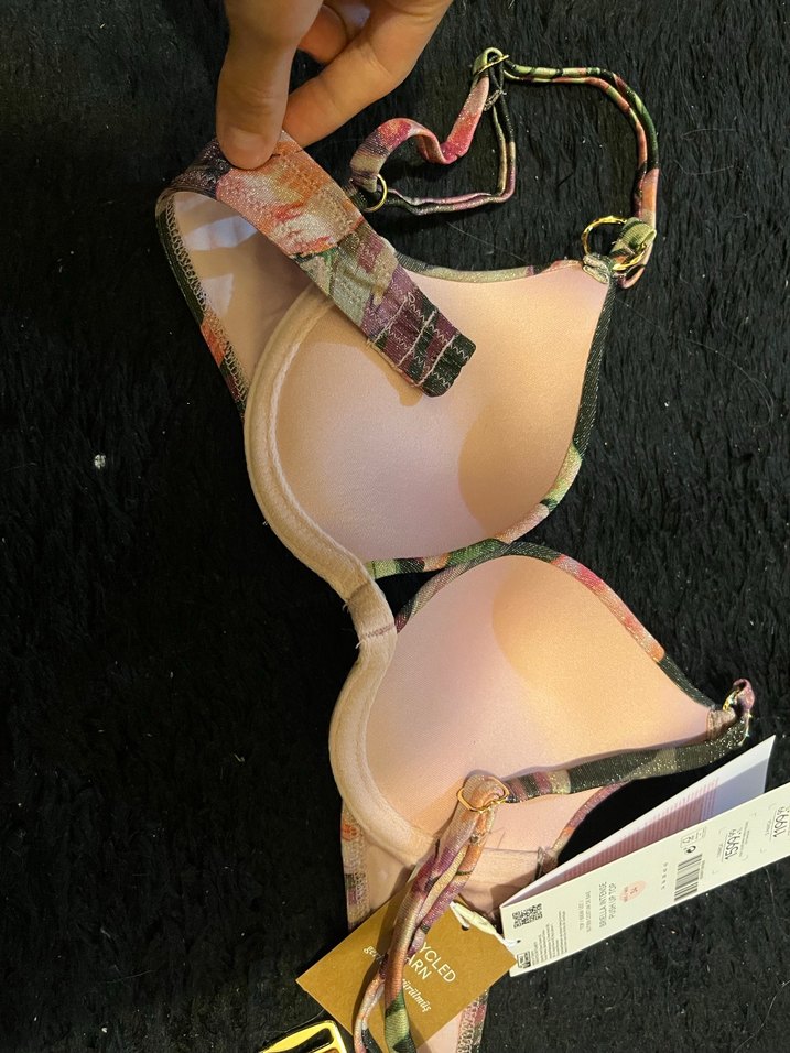 Çiçek Desenli Kopçalı Strappy Bikini Üstü - Görsel 3