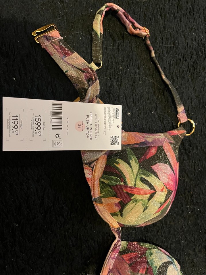 Çiçek Desenli Kopçalı Strappy Bikini Üstü - Görsel 2