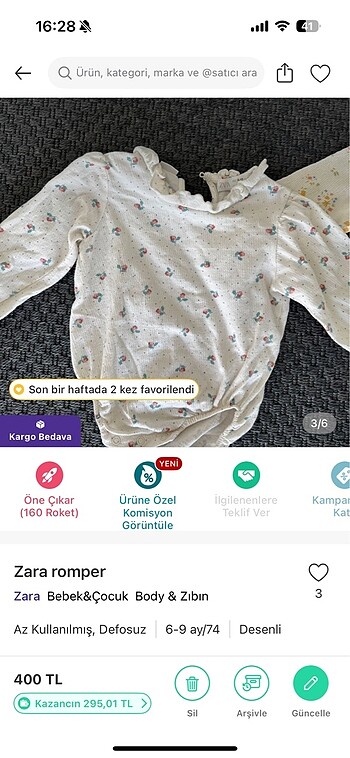 6-9 Ay Beden Zara romper