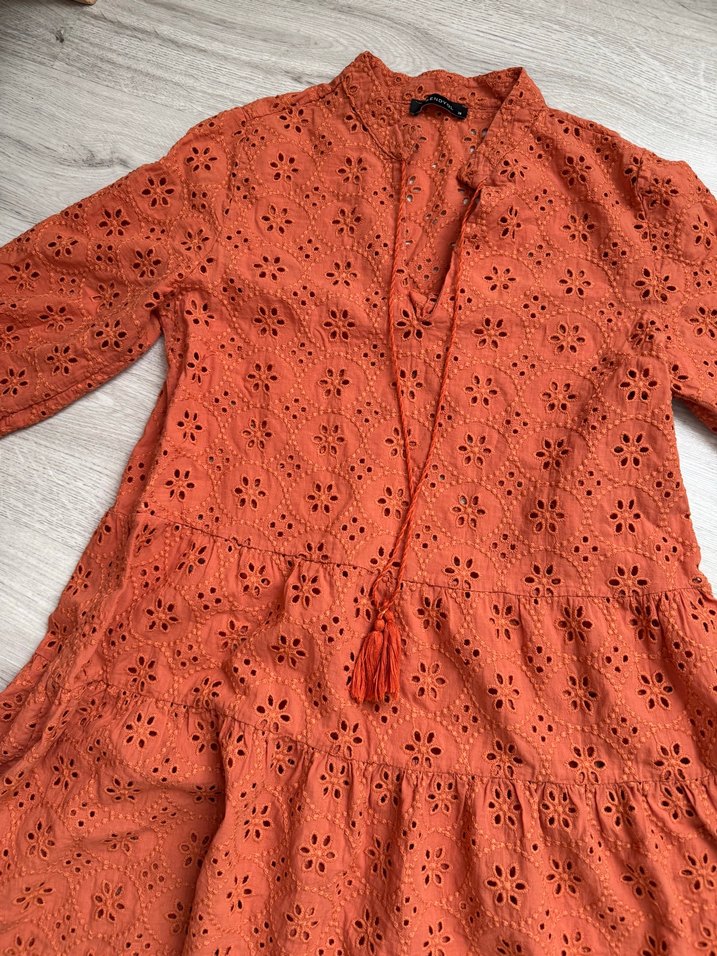 Turuncu Nakışlı Bohem plaj elbisesi - Görsel 3