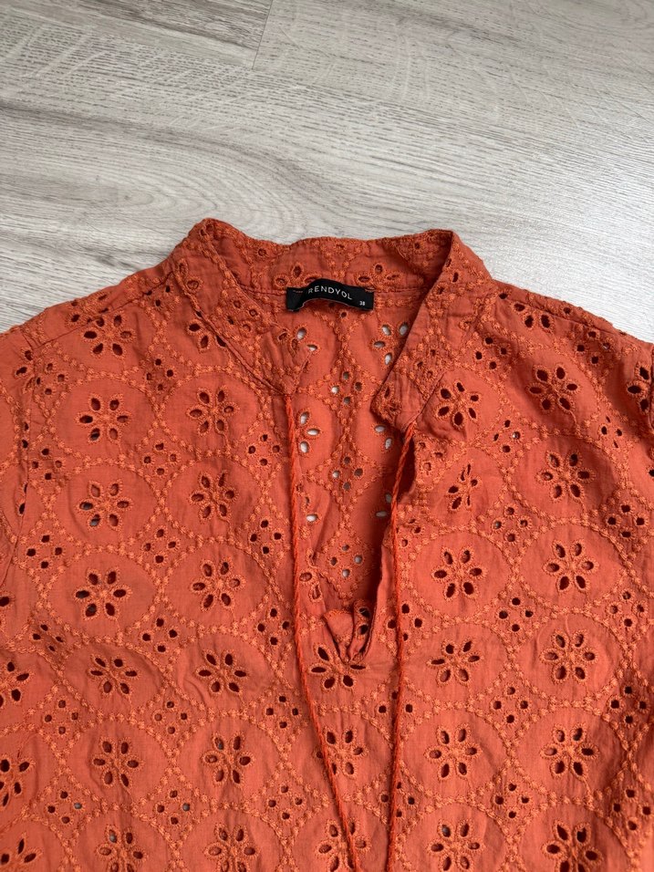 Turuncu Nakışlı Bohem plaj elbisesi - Görsel 2