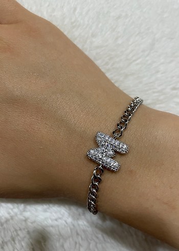 M harfi zincir detaylı zirkon taşlı bileklik - Görsel 3
