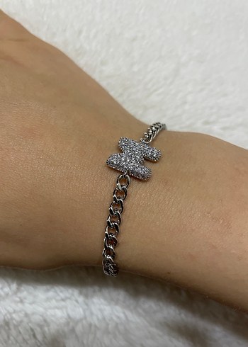 M harfi zincir detaylı zirkon taşlı bileklik - Görsel 2