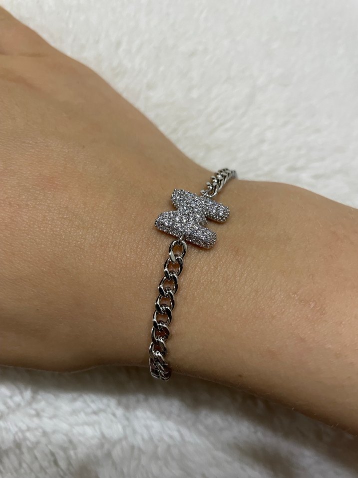 M harfi zincir detaylı zirkon taşlı bileklik - Görsel 2