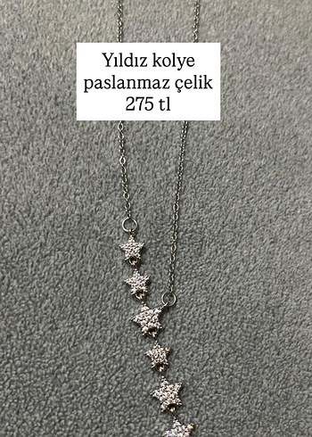 Yıldızlı y kolye zirkon taşlı paslanmaz çelik - Görsel 2