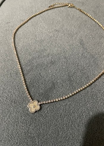 Altın Renk Van cleef model zirkon taşlı kolye - Görsel 2