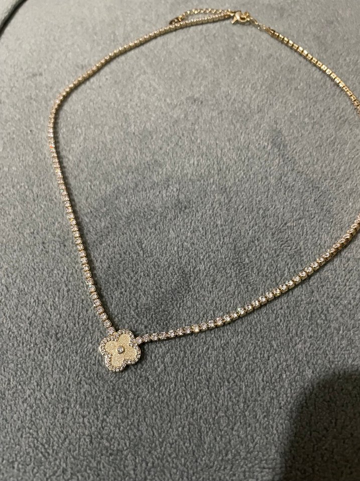 Altın Renk Van cleef model zirkon taşlı kolye - Görsel 2