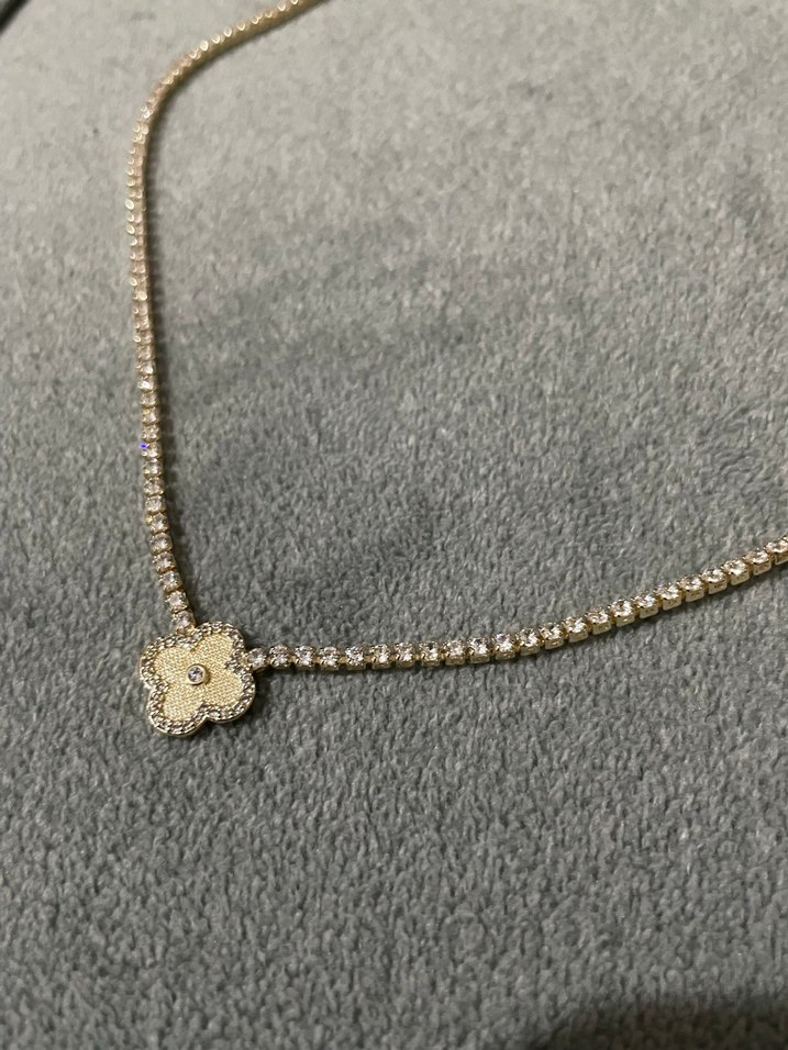 Altın Renk Van cleef model zirkon taşlı kolye - Görsel 3