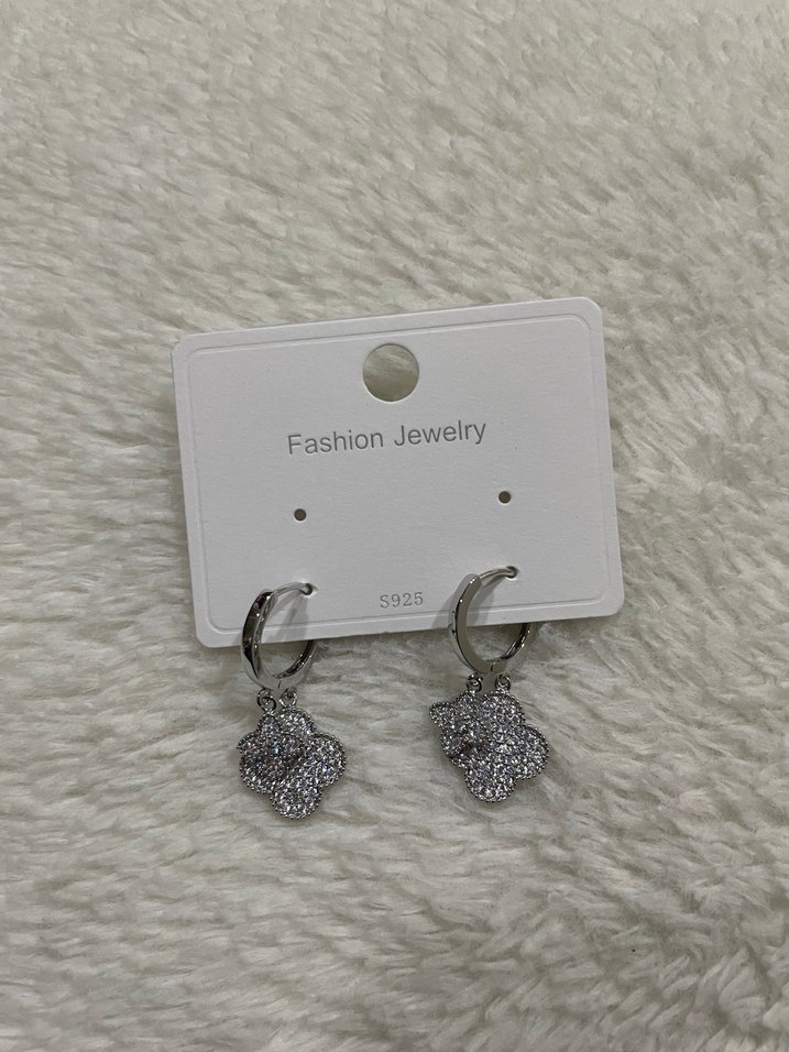 Çift taşlı Van Cleef model zirkon taşlı küpe seti - Görsel 2