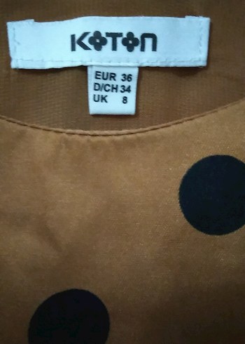 Kahverengi Puantiyeli Saten Kolsuz Bluz - Görsel 2