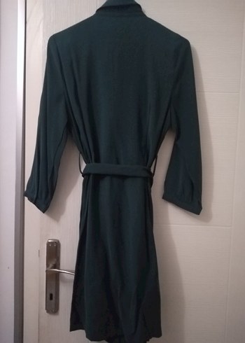 MANGO Koyu Yeşil Kemerli Midi Elbise - Görsel 3