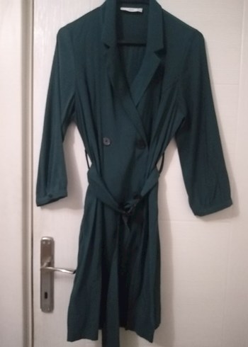 MANGO Koyu Yeşil Kemerli Midi Elbise - Görsel 2