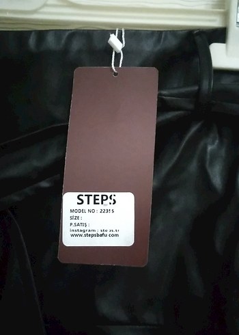 SIFIR ÜRÜN. ETİKETİ ÜSTÜNDE Kemerli Siyah Deri Mini Etek - Görsel 3