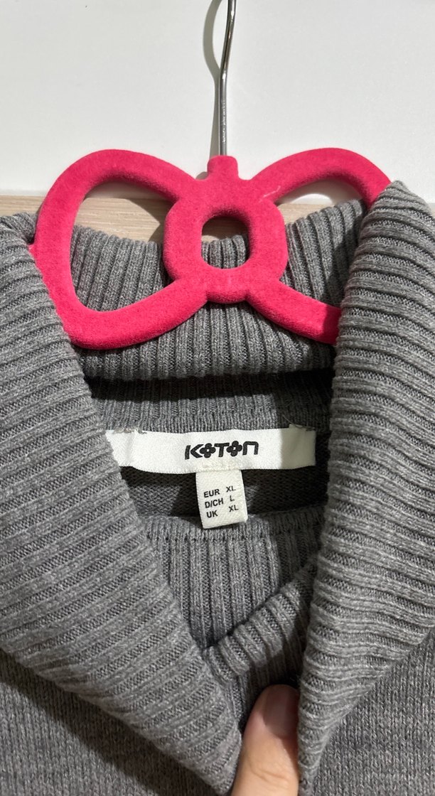 Gri Boğazlı Örgü Kadın Kazak - Görsel 3