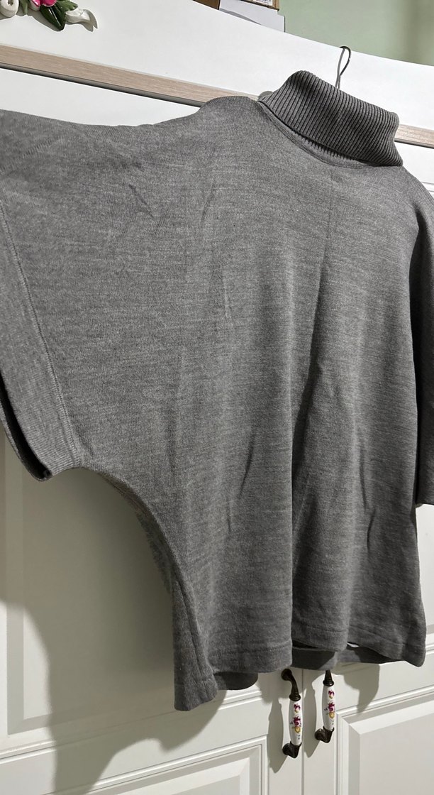 Gri Boğazlı Örgü Kadın Kazak - Görsel 2