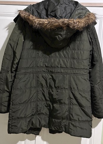 Fermuarlı haki yeşil Kadın Kışlık Mont - Görsel 4