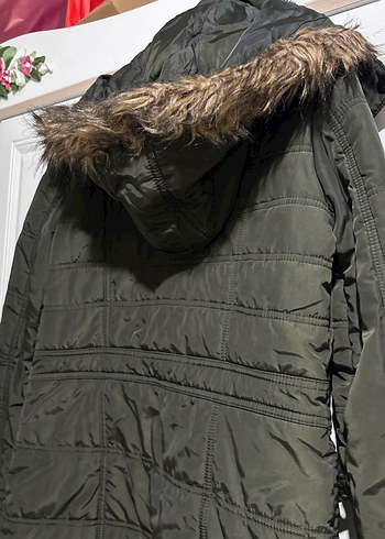 Fermuarlı haki yeşil Kadın Kışlık Mont - Görsel 5