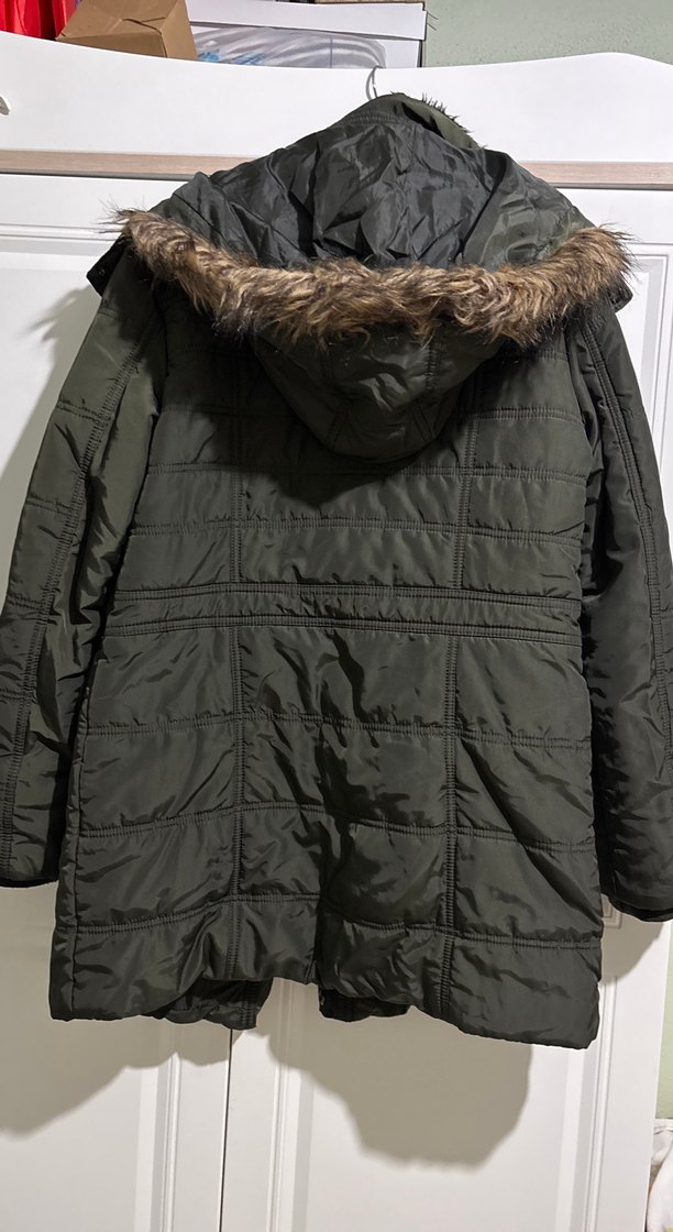 Fermuarlı haki yeşil Kadın Kışlık Mont - Görsel 4