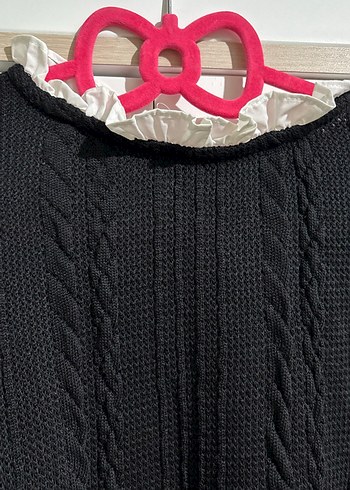 Kadın Pamuklu Siyah Beyaz Uzun Kollu Triko Kazak - Görsel 6