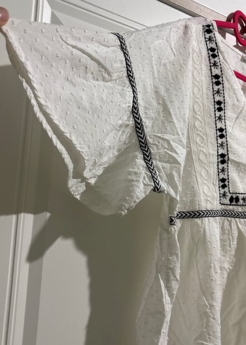 Nakışlı V Yaka Bohem Kadın Bluz - Görsel 2