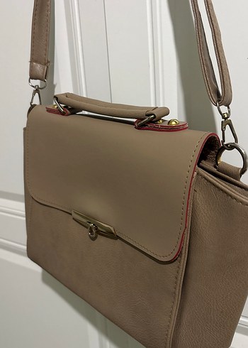 Bej Deri Kadın Askılı Çanta - Görsel 2