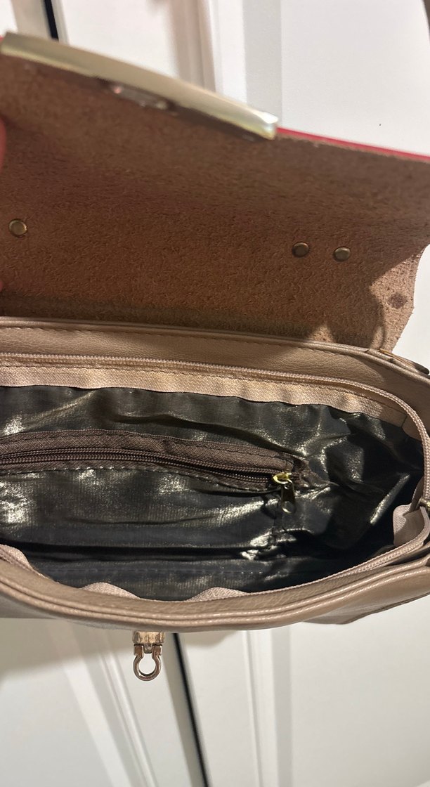 Bej Deri Kadın Askılı Çanta - Görsel 4