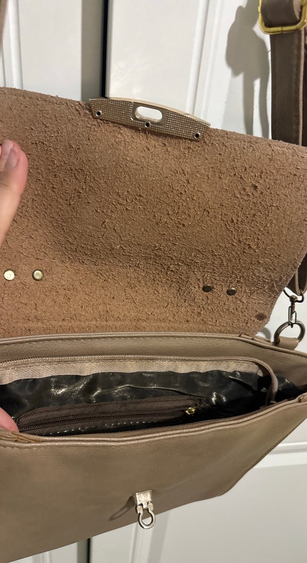 Bej Deri Kadın Askılı Çanta - Görsel 3