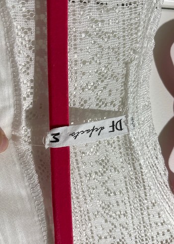 Nakışlı Beyaz Kısa Kollu kimono - Görsel 3