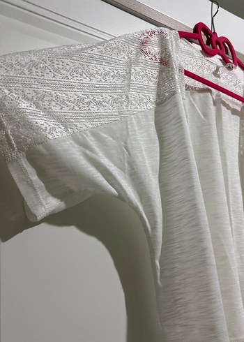 Nakışlı Beyaz Kısa Kollu kimono - Görsel 2