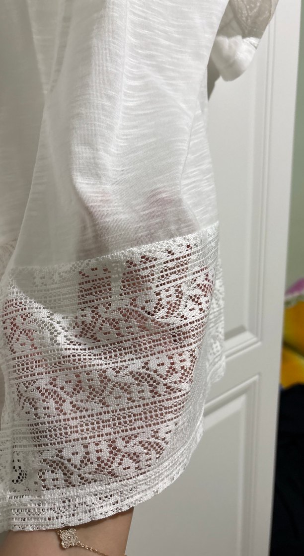 Nakışlı Beyaz Kısa Kollu kimono - Görsel 4