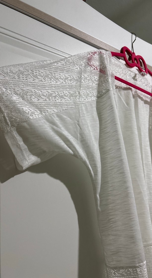 Nakışlı Beyaz Kısa Kollu kimono - Görsel 2